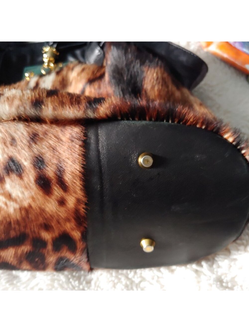 Paolo Masi Italian Leather Calf Hair Animal Print Handbag Mob Wife Loud Luxury - Picture 13 of 16